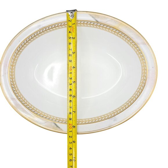 Minton Alabaster & Gold Oval Vegetable Bowl Royal Doulton 1990s Vintage - Picture 9 of 15